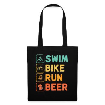 Schwimmen Radfahren Laufen Bier Triathlon Athlet - Stoffbeutel - Schwarz - Vorne