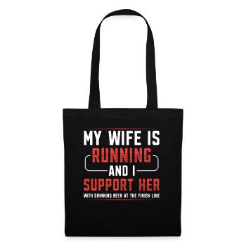Ma femme court et je la soutiens avec - Sac en tissu - noir - Devant