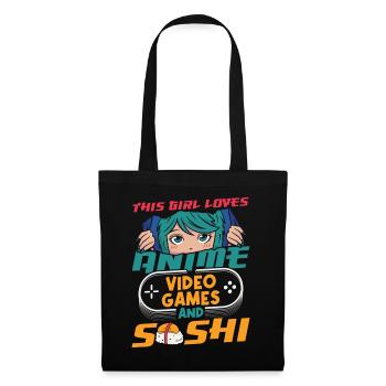 Dieses Mädchen Liebt Anime Und Sushi-liebhaber - Stoffbeutel - Schwarz - Vorne