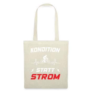 Kondition statt Strom Radfahrer Rennrad - Stoffbeutel - Natur - Vorne