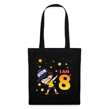 Boom J’ai 8 | Anniversaire Garçon | Fête du 8ème anniversaire - Sac en tissu - noir - Devant