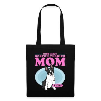 Boston Terrier Mom Hunde Hundebesitzerin Geschenk - Stoffbeutel - Schwarz - Vorne