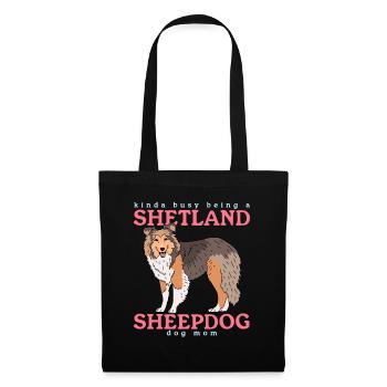 Maman Berger des Shetland | Cadeau de chien Sheltie - Sac en tissu - noir - Devant