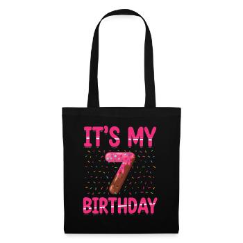 C’est mon 7e anniversaire | | du thème Sprinkles - Sac en tissu - noir - Devant