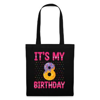 C’est mon 8e anniversaire | | du thème Sprinkles - Sac en tissu - noir - Devant