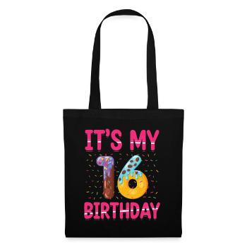 C’est mon 16e anniversaire | Saupoudrer des | à thème - Sac en tissu - noir - Devant