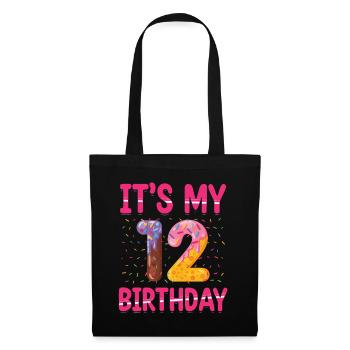 C’est mon 12e anniversaire | | du thème Sprinkles - Sac en tissu - noir - Devant