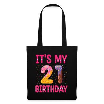 C’est mon 21e anniversaire | | du thème Sprinkles - Sac en tissu - noir - Devant