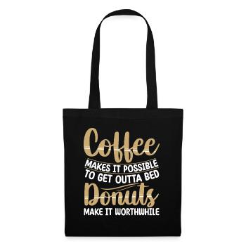 Le café rend possible | T-shirt pour les amateurs de beignets - Sac en tissu - noir - Devant