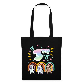 3rd Birthday Dabbing Llama Unicorn Sloth | 3rd - Tote Bag - black - Front