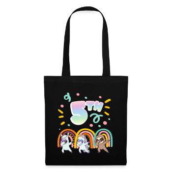 5th Birthday Dabbing Llama Unicorn Sloth | 5th - Tote Bag - black - Front
