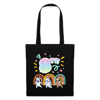8th Birthday Dabbing Llama Unicorn Sloth | 8. - Tote Bag - black - Front