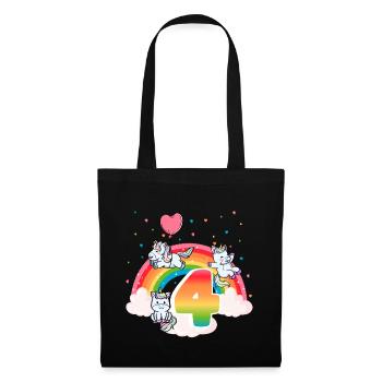 4th Birthday Dabbing Llama Unicorn Sloth | 4th - Tote Bag - black - Front