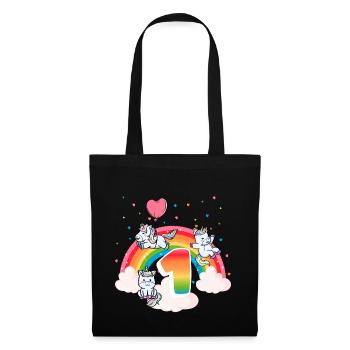 1er anniversaire Rainbow Unicorn Thème Anniversaire - Sac en tissu - noir - Devant