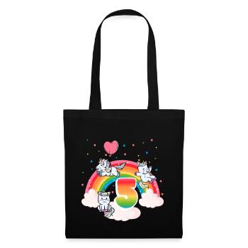 5ème anniversaire Rainbow Unicorn Thème Anniversaire - Sac en tissu - noir - Devant
