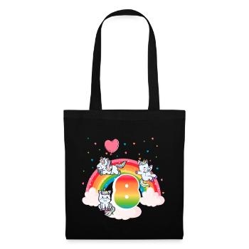 8ème anniversaire Rainbow Unicorn Thème Anniversaire - Sac en tissu - noir - Devant