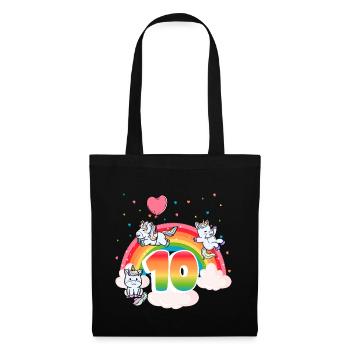 10th Birthday Dabbing Llama Unicorn Sloth | 10th - Tote Bag - black - Front