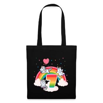 7th Birthday Rainbow Unicorn Theme - Tote Bag - black - Front