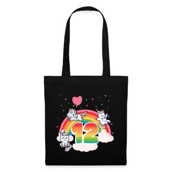 12th Birthday Rainbow Unicorn Theme - Tote Bag - black - Front