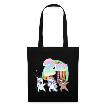 2nd Birthday Dabbing Llama Unicorn Sloth | 2nd - Tote Bag - black - Front