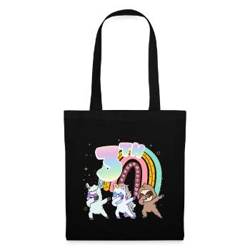 3rd Birthday Dabbing Llama Unicorn Sloth | 3rd - Tote Bag - black - Front
