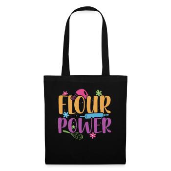 Mehl Power | Bäcker Shirt | Backen Tshirt | - Stoffbeutel - Schwarz - Vorne