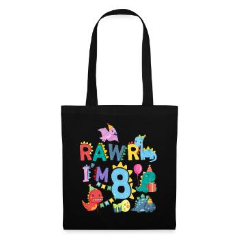 Rawr J’ai 8 | | de dinosaures Rawr 8e anniversaire - Sac en tissu - noir - Devant