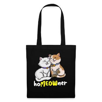 | propriétaire Chemise de chat mignonne | Tshirt Amoureux des Chats | - Sac en tissu - noir - Devant