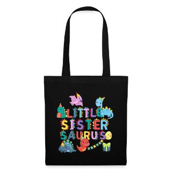 Petite sœur Saurus | Tshirt dinosaure Rawr - Sac en tissu - noir - Devant
