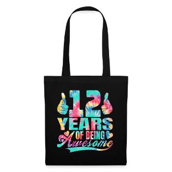 12e anniversaire ou anniversaire 12 ans d’existence - Sac en tissu - noir - Devant