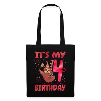 4th Birthday Cute Sloth Party Hat - Tote Bag - black - Front