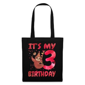 3rd Birthday Cute Sloth Party Hut Themed Birthday - Stoffbeutel - Schwarz - Vorne