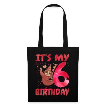 6th Birthday Cute Sloth Party Hat - Tote Bag - black - Front