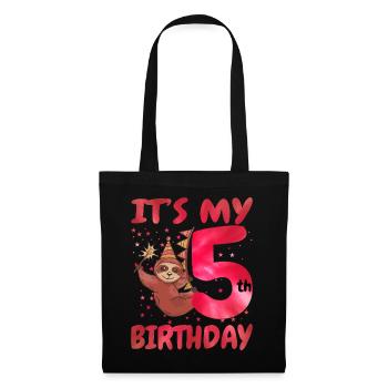 5th Birthday Cute Sloth Party Hut Themed Birthday - Stoffbeutel - Schwarz - Vorne