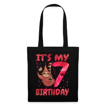 7th Birthday Cute Sloth Party Hut Themed Birthday - Stoffbeutel - Schwarz - Vorne