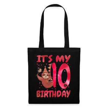 10th Birthday Cute Sloth Party Hat - Tote Bag - black - Front