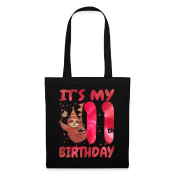 11th Birthday Cute Sloth Party Hat - Tote Bag - black - Front