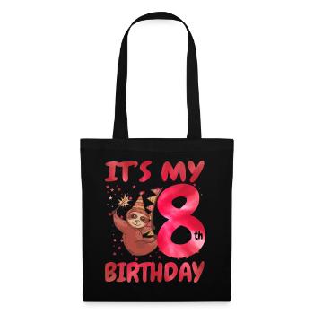 8th Birthday Cute Sloth Party Hat - Tote Bag - black - Front