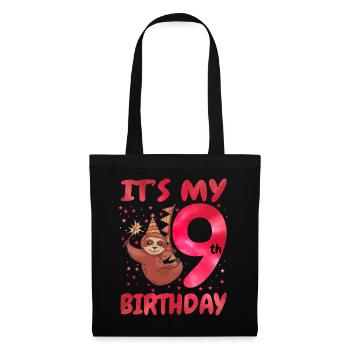 9th Birthday Cute Sloth Party Hat Theme - Tote Bag - black - Front