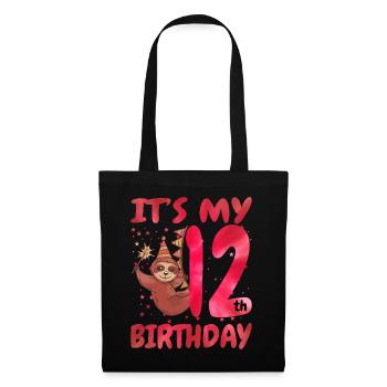 12. Geburtstag Cute Sloth Party Hut Themed - Stoffbeutel - Schwarz - Vorne