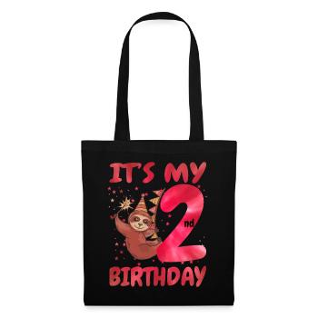 2nd Birthday Cute Sloth Party Hut Themed Birthday - Stoffbeutel - Schwarz - Vorne