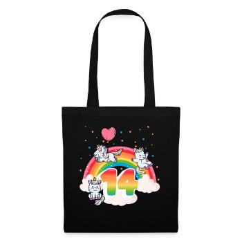 14th Birthday Rainbow Unicorn Theme - Tote Bag - black - Front