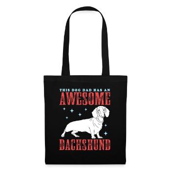 Dachshund Dad | Hunde Dackel Hundepapa Geschenk - Stoffbeutel - Schwarz - Vorne