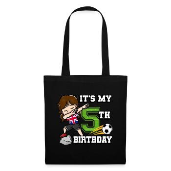Football girl c’est mon drapeau de 5ème anniversaire - Sac en tissu - noir - Devant