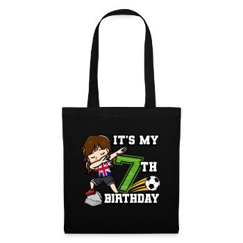 Football girl C’est mon drapeau de 7ème anniversaire - Sac en tissu - noir - Devant