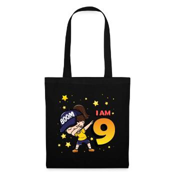 Boom I'm 9 | Birthday Girl | 1st Birthday Party - Stoffbeutel - Schwarz - Vorne
