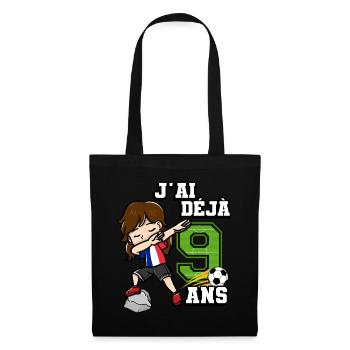 Football Girl J’ai déjà 9e anniversaire - Sac en tissu - noir - Devant