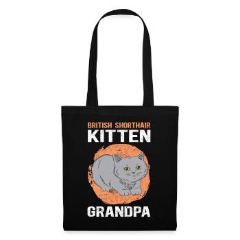 British Shorthair Grandpa Chaton Chat Cadeau - Sac en tissu - noir - Devant
