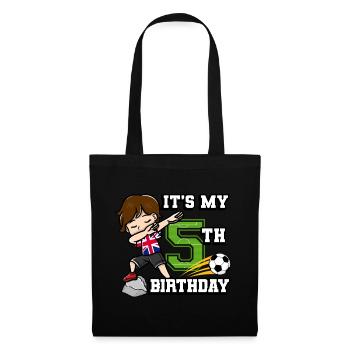 Soccer Boy C’est mon drapeau du 5e anniversaire - Sac en tissu - noir - Devant