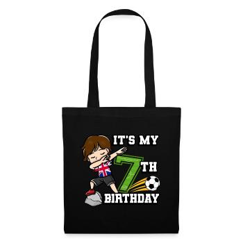 Soccer Boy C’est mon drapeau du 7e anniversaire - Sac en tissu - noir - Devant